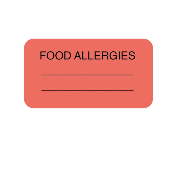 Food Allergies Label 7/8 x 1-5/8"